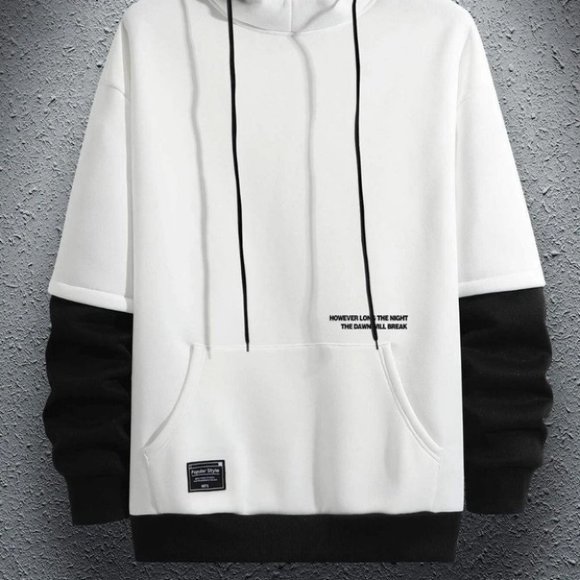 White Mens Drawstring Hoodie - Picture 2 of 7